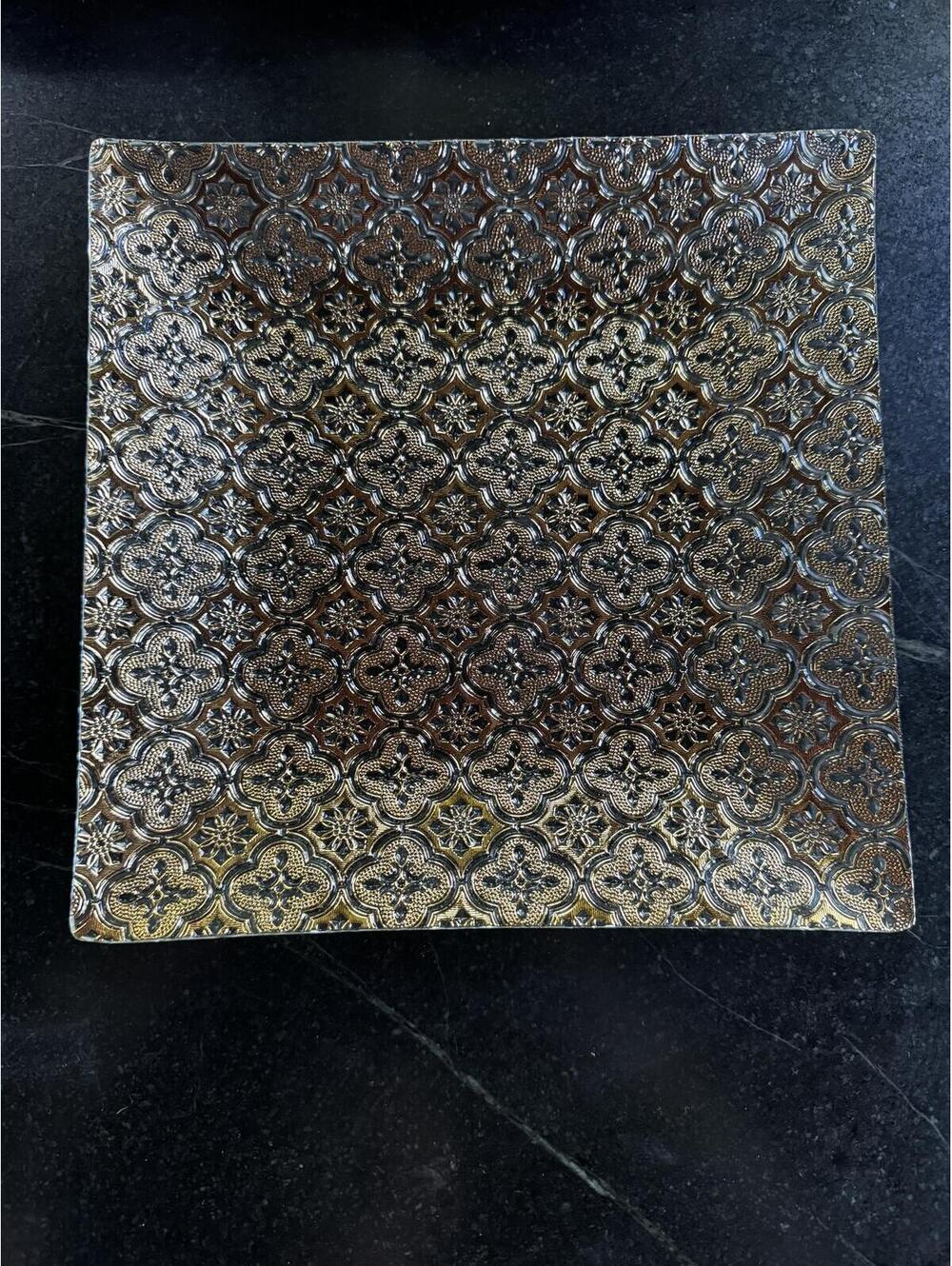 Mid Century Modern 22K Gold Embossed Square Serving Platter